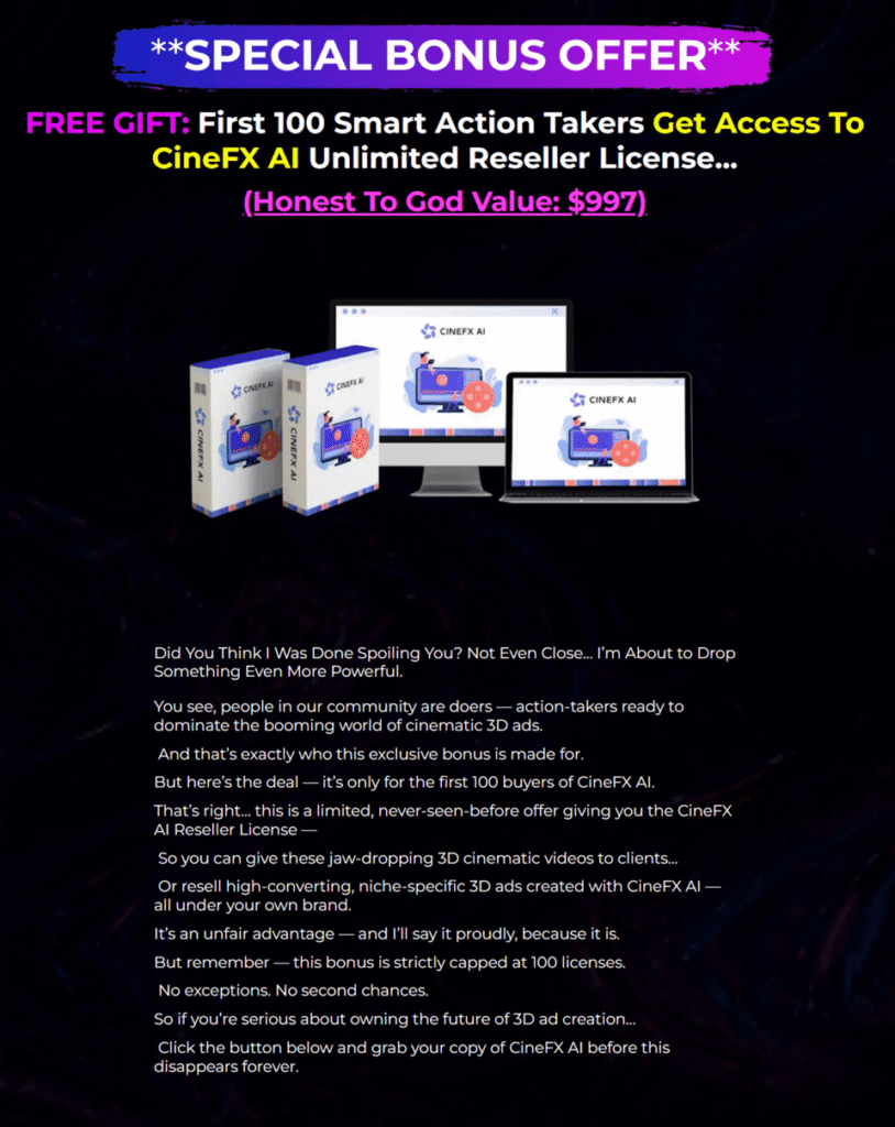 CineFX AI Review Bonuses