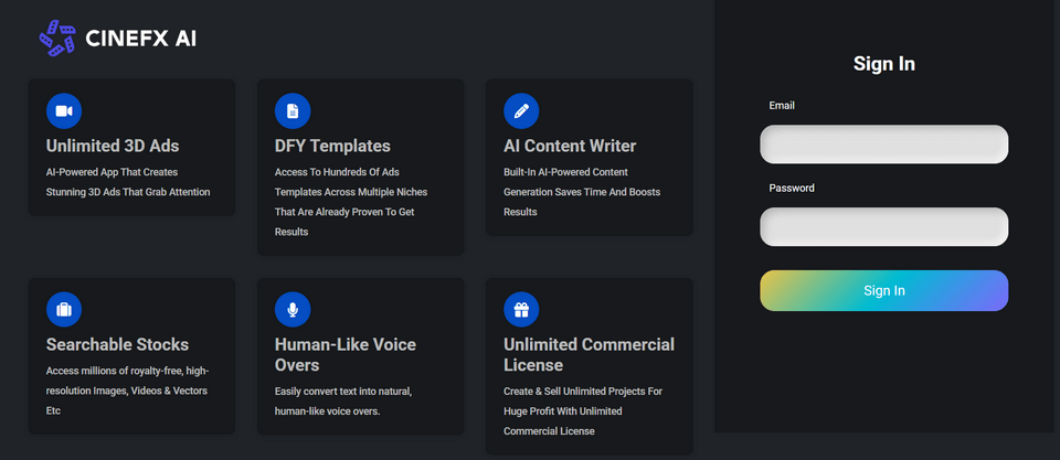 CineFX AI Step 1 Enter details